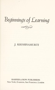 Beginnings of learning cover