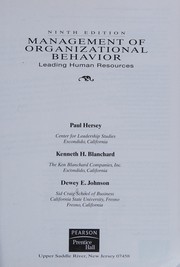 Management of organizational behavior cover