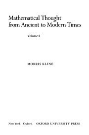 Mathematical Thought from Ancient to Modern Times cover