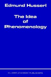 The idea of phenomenology cover